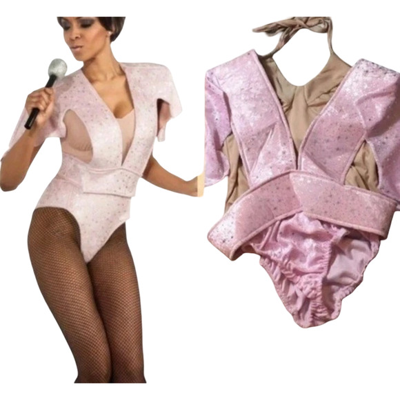 Rihanna Concert Outfit Adult Costume Large (10–14) Top, Nude Tank & Briefs New - Picture 3 of 9